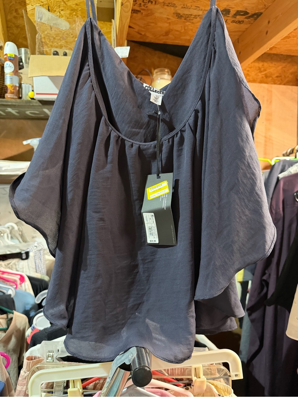 Collection B Navy Cold-Shoulder Camisole